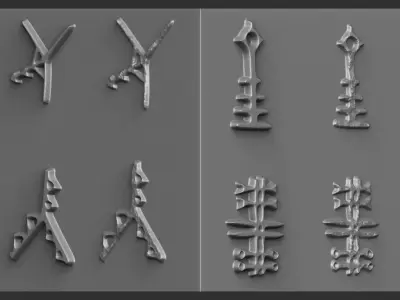 630 Runes Height Map Plane and Damage for Zbrush   Low-poly 3D model