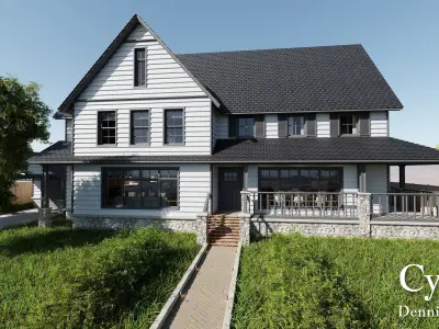 Modular Classic Style American House 18 Low-poly 3D model