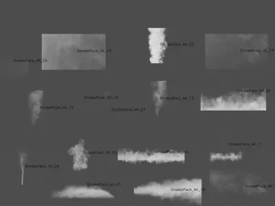 Smoke Pack Footage and Smoke Shader for Blender Low-poly 3D model