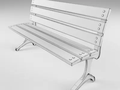 Street Bench Low-poly 3D model