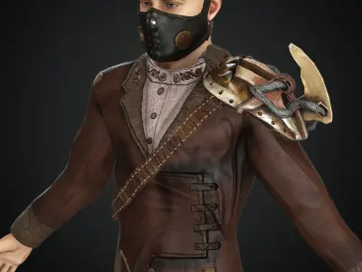  Steampunk rigged character pack 14 Low-poly 3D model