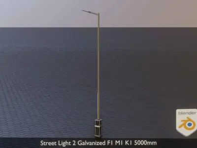 Street Light 2 Galvanized F1 M1 K1 5000mm Low-poly 3D model