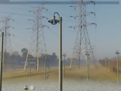 Street Light -7- Matt Black Version -1 Lamp- Low-poly 3D model