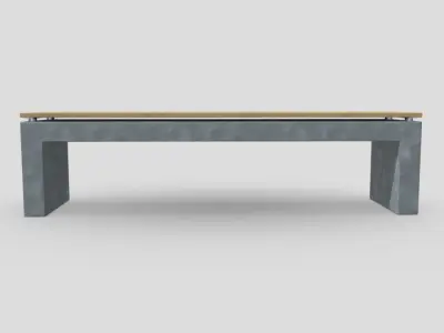 Bench 2 made of concrete and wood Low-poly 3D model