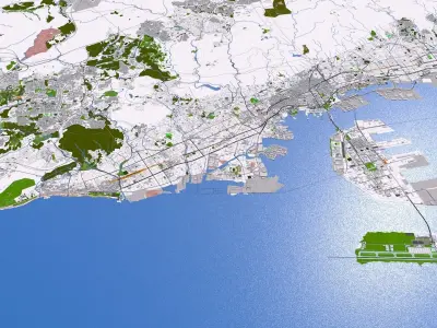 Kobe City Japan 2021 July Low-poly 3D model