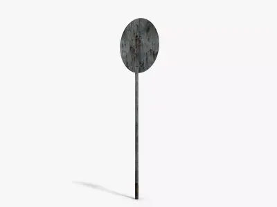 Damaged No Stopping Sign Low-poly 3D model