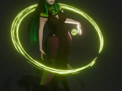 Evil Caterpillar witch  Low-poly 3D model