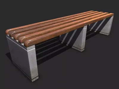 Bench Low-poly 3D model 10