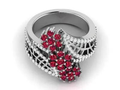 Diamond Ring For Women 3d Print Model 3D print model 7