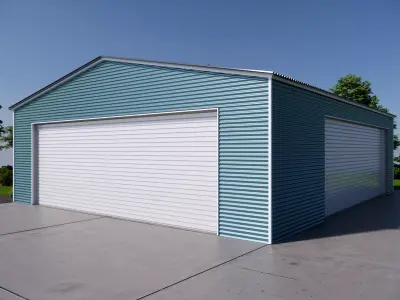 Metal Carport 2 Doors Garage Corrugated Steel Shed Low-poly 3D model