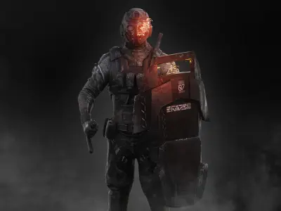 Sci Fi Riot Soldier Low-poly 3D model