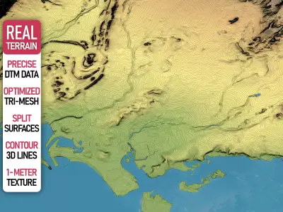 Karachi - Topography Terrain Low-poly 3D model