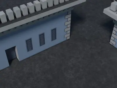 Reichsbahn Berlin Castle Plaster Blue Low-poly 3D model