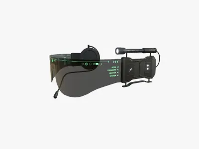 SciFi Glasses D02 Black Green - Character Design Fashion Low-poly 3D model