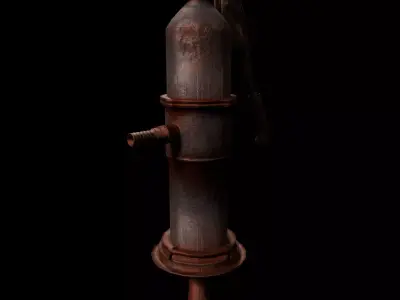 Indian Style Old Rusty Handpump Low-poly 3D model