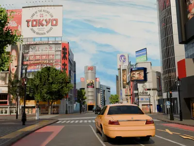 Shibuya Scramble Crossing Shibuya City Tokyo Japan 3D model