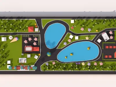 Cartoon Low Poly Park Illustration Low-poly 3D model