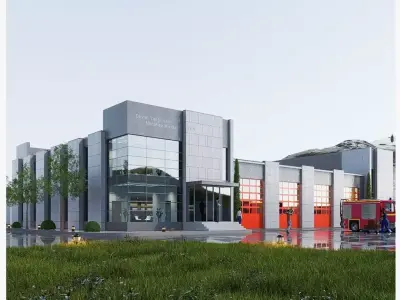 fire station Low-poly 3D model