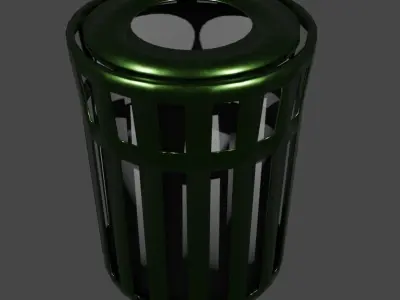 Metallic Trash Can 3D model
