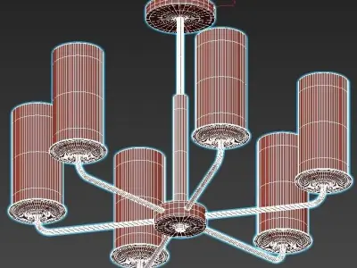 licia light brass chandelier with clear glass cylinders 3D model