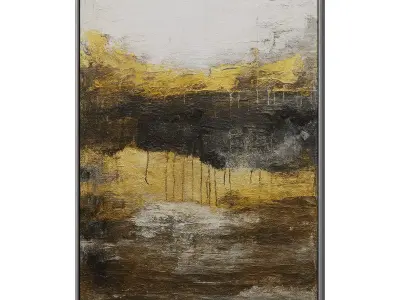 Set of 3 Abstract Paintings in Frames 3D model 19