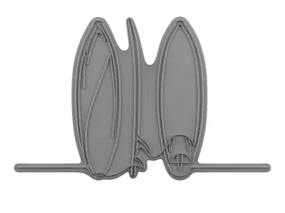 Minimalist Surfboard Set Neon Sign 3D model