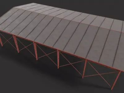 Warehouse  Hangar Garage  low poly game ready Low-poly 3D model