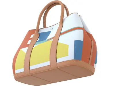 Hermes Garden Party Bag Orange Print Low-poly 3D model