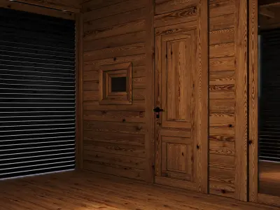 Bathhouse 02 made of timber with a covered terrace 3D model