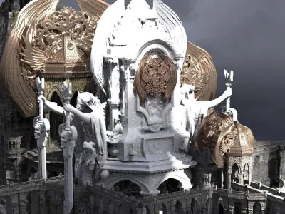 Steampunk Dark Tower Halloween Tall Kitbash 5 3D model