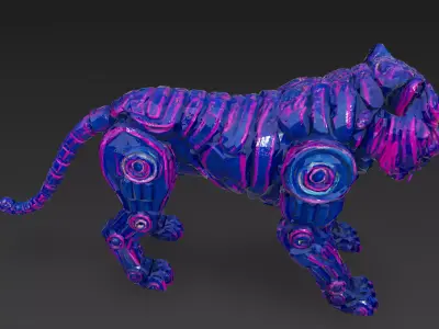 Cartoon Crystal Tiger PBR 3D Model 3D model