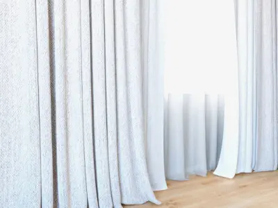 Curtains 55 Curtains with Tulle 3D model