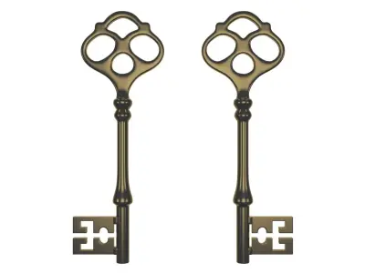 Old Steampunk Key Victorian style prop highpoly printable 3D model