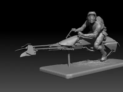 scout trooper starwars on byke 3D print model