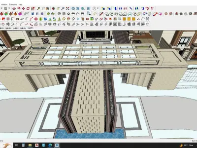 Highrise tower skyscraper with landscape Sketchup scene 3D model