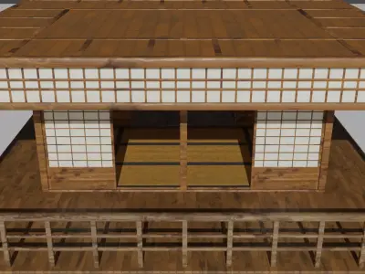 Traditional Japanese House Low-poly 3D model