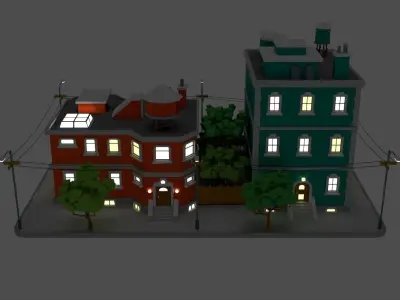LowPoly City Block01  Low-poly 3D model