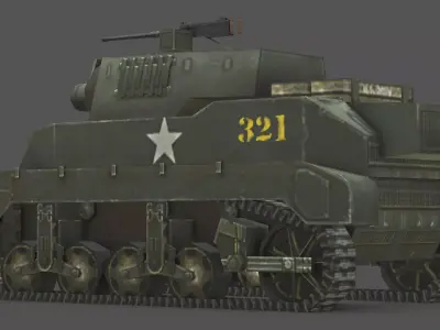  M8 Scott Tank 3D Model Low-poly 3D model