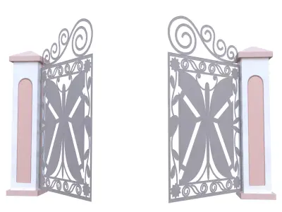 Classic Ornamental Iron Gate Low Poly PBR Architectural 3D Model Low-poly 3D model