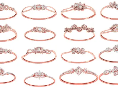 Diamond light gold bracelet 48pcs 3D Model Pack