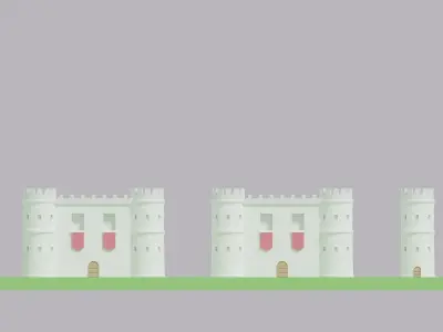 Castle Tower Wall Pack Low-poly 3D model