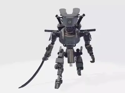 Lowpoly samurai robot 3D model