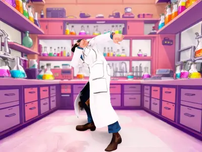 Charming Scientist Character model pack Low-poly 3D model