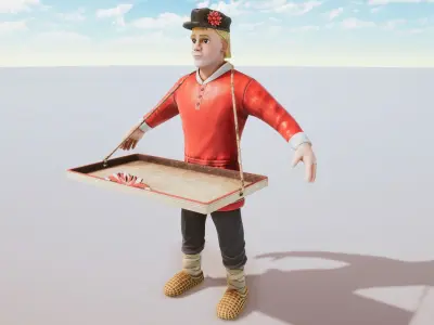 Stylized Character Street Dealer Rigged with Shape Keys Low-poly 3D model