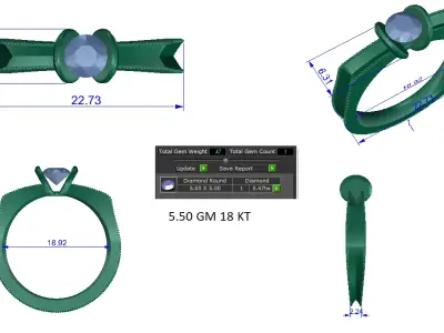 Women Ring  Render 3dm STL OBJ FBX Details 3D print model 260