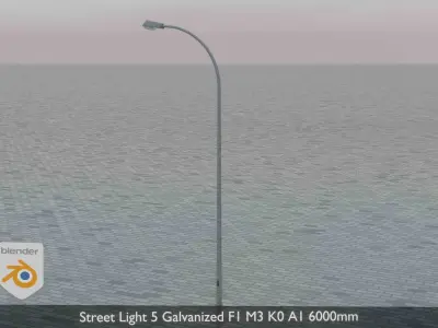 Street Light 5 Galvanized F1 M3 K0 A1 6000mm  Low-poly 3D model