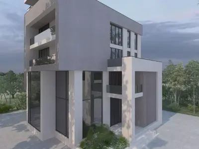 Flat Roof House Concept 3D model