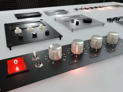 Modular 3D audio amp knobs meters and switches Blender LTS 2024 3D model