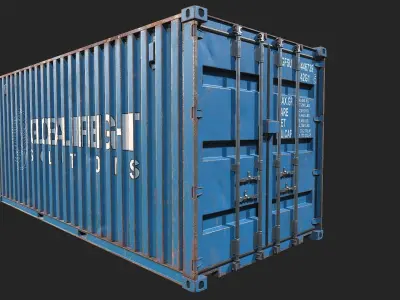 Low Poly PBR Shipping Container 20ft Low-poly 3D model