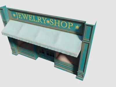 city shop front with 4k pbr textures Low-poly 3D model